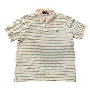 Vineyard Vines Blue Stripe Polo Shirt Mens Size Extra Large Cotton Preppy